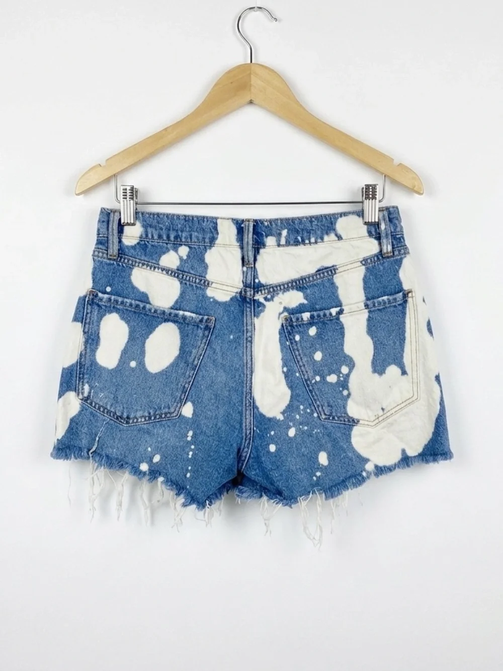 FRAME Le Ultra Baggy Short in Baltic Splash Bleach Dye Denim